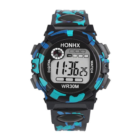 Waterproof Children Boys Multi-Function 30M Waterproof Watch LED Digital Double Action Watch Kids Alarm Date Electronic Watch Q