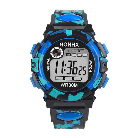 Waterproof Children Boys Multi-Function 30M Waterproof Watch LED Digital Double Action Watch Kids Alarm Date Electronic Watch Q