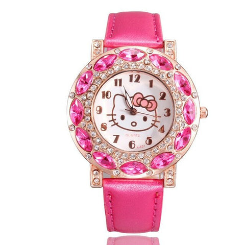 2019 hello kitty women Crystal Dial Rhinestone Quartz Watch Kids Watch Women Girls Wristwatch Relojes Mujer Relog