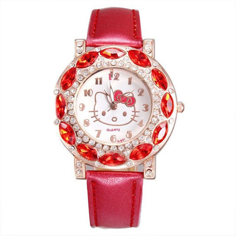 2019 hello kitty women Crystal Dial Rhinestone Quartz Watch Kids Watch Women Girls Wristwatch Relojes Mujer Relog