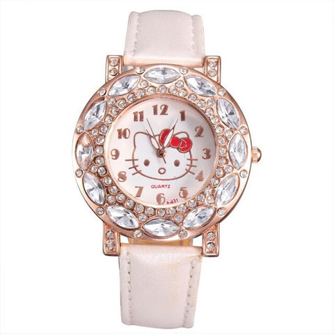 2019 hello kitty women Crystal Dial Rhinestone Quartz Watch Kids Watch Women Girls Wristwatch Relojes Mujer Relog