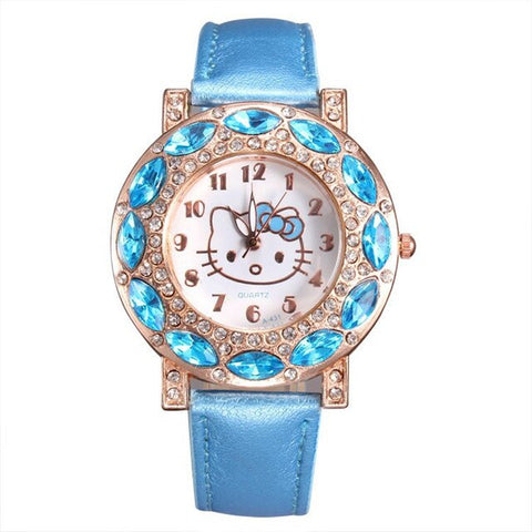 2019 hello kitty women Crystal Dial Rhinestone Quartz Watch Kids Watch Women Girls Wristwatch Relojes Mujer Relog