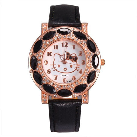 2019 hello kitty women Crystal Dial Rhinestone Quartz Watch Kids Watch Women Girls Wristwatch Relojes Mujer Relog