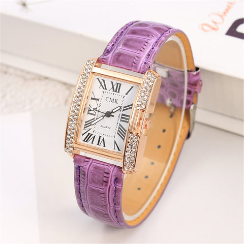 Women's Watch Casual Fashion Simple Luxury Fashion Unique Design Simulation Quartz Square Korean Rhinestone Watch Female Montre