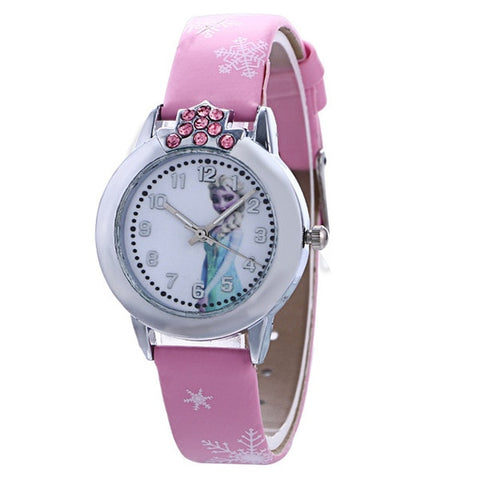 New Style Princess Elsa Child Watches Cartoon Anna Crystal Princess Kids Watch For Girls Student Children Clock Wrist Watches