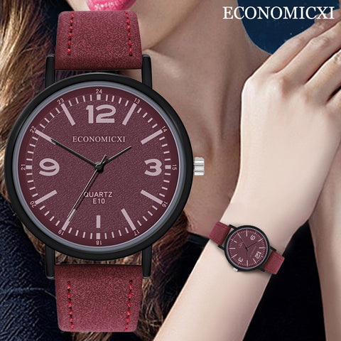 Luxury Top Brand Women's Watch Waterproof Wristwatch Leather Band Quartz Watches Sport Bracelet Watch Red Wristwatches Women