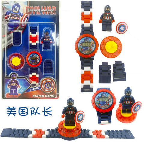 Super Hero Children Watch Building block Watch Ninjagoed Marvel Avengers Compatible with Legoed Figures Bricks Toys Minecrafted