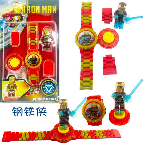 Super Hero Children Watch Building block Watch Ninjagoed Marvel Avengers Compatible with Legoed Figures Bricks Toys Minecrafted