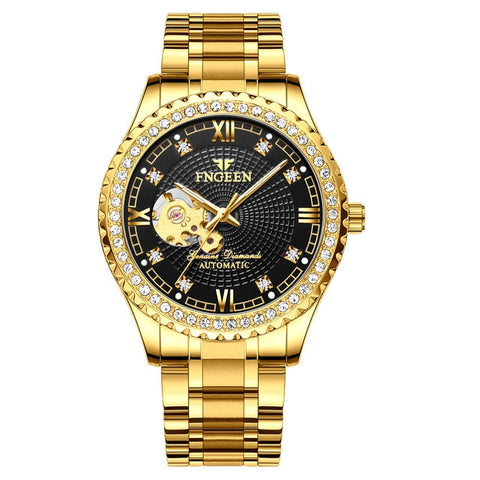 Fngeen Men Watch Automatic Mechanical Watches Waterproof Self Winding Top Brand Luxury Gold Male Wristwatches Relogio Masculino