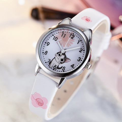 JOYROX Cute Cheese Cat Pattern Kids Watch Quartz Analog Child Watches For Boys Girls Student Clock Gift Relogio Feminino