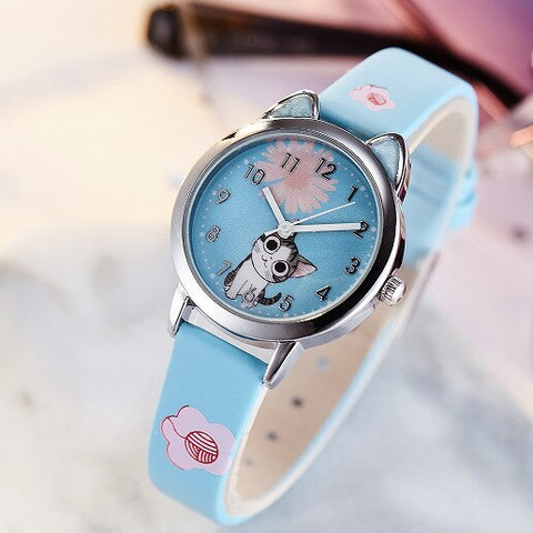 JOYROX Cute Cheese Cat Pattern Kids Watch Quartz Analog Child Watches For Boys Girls Student Clock Gift Relogio Feminino