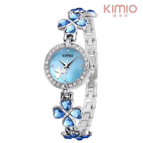 KIMIO Thin Clock Women Fashion Simple Watches Rhinestones Dress Woman Clock Quartz Ladies Women's Watch Wristwatch 6 Color Reloj