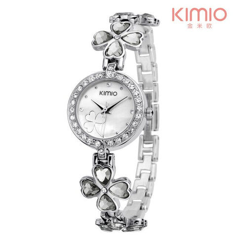 KIMIO Thin Clock Women Fashion Simple Watches Rhinestones Dress Woman Clock Quartz Ladies Women's Watch Wristwatch 6 Color Reloj