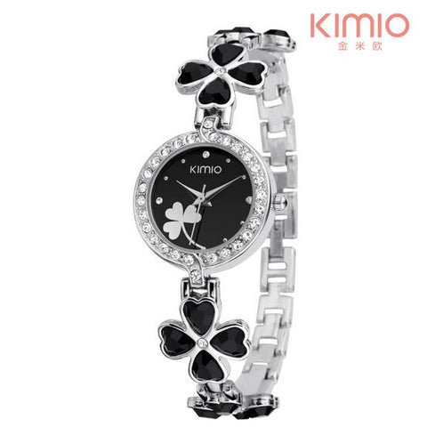 KIMIO Thin Clock Women Fashion Simple Watches Rhinestones Dress Woman Clock Quartz Ladies Women's Watch Wristwatch 6 Color Reloj