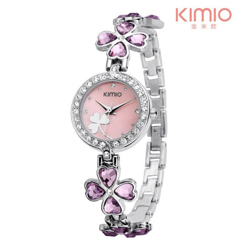 KIMIO Thin Clock Women Fashion Simple Watches Rhinestones Dress Woman Clock Quartz Ladies Women's Watch Wristwatch 6 Color Reloj