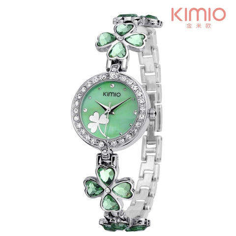 KIMIO Thin Clock Women Fashion Simple Watches Rhinestones Dress Woman Clock Quartz Ladies Women's Watch Wristwatch 6 Color Reloj