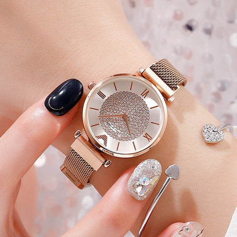 Fashion Women Watch 2019 Female Magnetic Quartz Wristwatches Brand Luxury Women's Crystal Rose Gold Watch Ladies Bracelet Clock