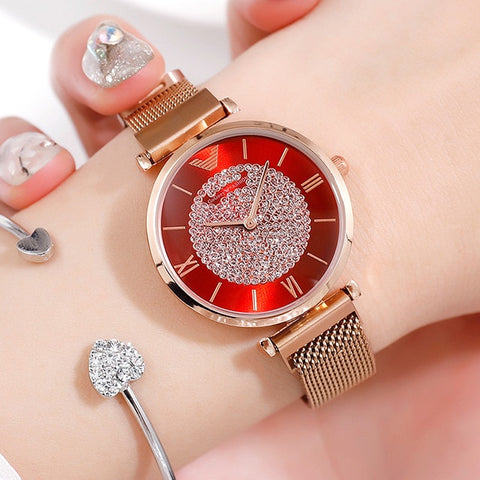 Fashion Women Watch 2019 Female Magnetic Quartz Wristwatches Brand Luxury Women's Crystal Rose Gold Watch Ladies Bracelet Clock