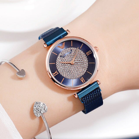 Fashion Women Watch 2019 Female Magnetic Quartz Wristwatches Brand Luxury Women's Crystal Rose Gold Watch Ladies Bracelet Clock