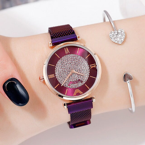 Fashion Women Watch 2019 Female Magnetic Quartz Wristwatches Brand Luxury Women's Crystal Rose Gold Watch Ladies Bracelet Clock