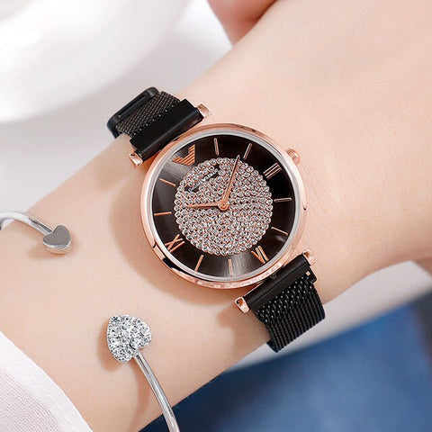 Fashion Women Watch 2019 Female Magnetic Quartz Wristwatches Brand Luxury Women's Crystal Rose Gold Watch Ladies Bracelet Clock