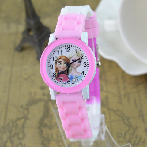 Princess Elsa kids watches Cute Frozen Cartoon Children Watch Fashion quartz Watch Girl Party Kids Gift Girl's Student Clock