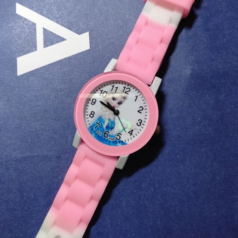 Princess Elsa kids watches Cute Frozen Cartoon Children Watch Fashion quartz Watch Girl Party Kids Gift Girl's Student Clock
