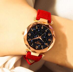 Fashion Women Watches Star Sky Dial Clock Luxury Rose Gold Women's Bracelet Quartz Wrist Watches beautiful casual Flash Luminous