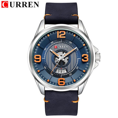 CURREN Men watch Luxury Business Wristwatch Red military Leather Quartz Mens Watches Display Date Clock Relogio Masculino 8305