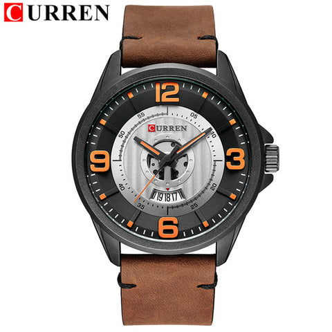 CURREN Men watch Luxury Business Wristwatch Red military Leather Quartz Mens Watches Display Date Clock Relogio Masculino 8305