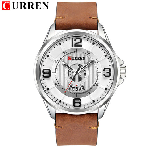 CURREN Men watch Luxury Business Wristwatch Red military Leather Quartz Mens Watches Display Date Clock Relogio Masculino 8305