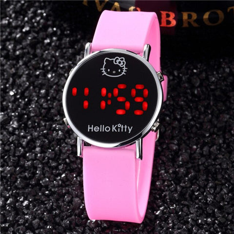 2019 New Red Hello Kitty Watch for Kids Cartoon Children Ladies Wrist Watches Sports Clock Casual LED Digital Watches