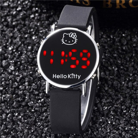 2019 New Red Hello Kitty Watch for Kids Cartoon Children Ladies Wrist Watches Sports Clock Casual LED Digital Watches