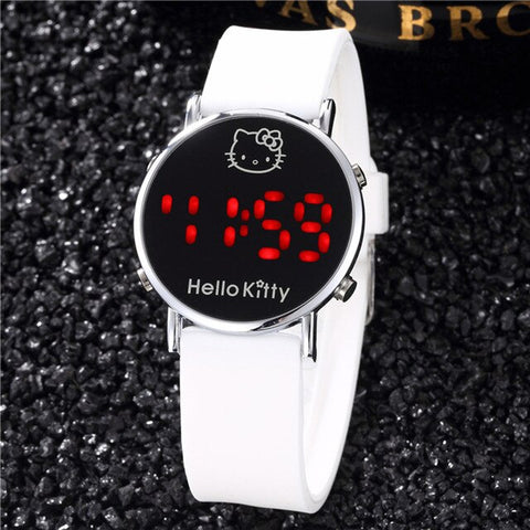 2019 New Red Hello Kitty Watch for Kids Cartoon Children Ladies Wrist Watches Sports Clock Casual LED Digital Watches