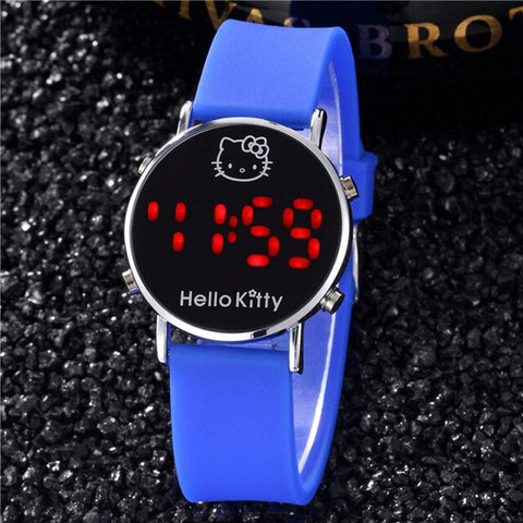 2019 New Red Hello Kitty Watch for Kids Cartoon Children Ladies Wrist Watches Sports Clock Casual LED Digital Watches