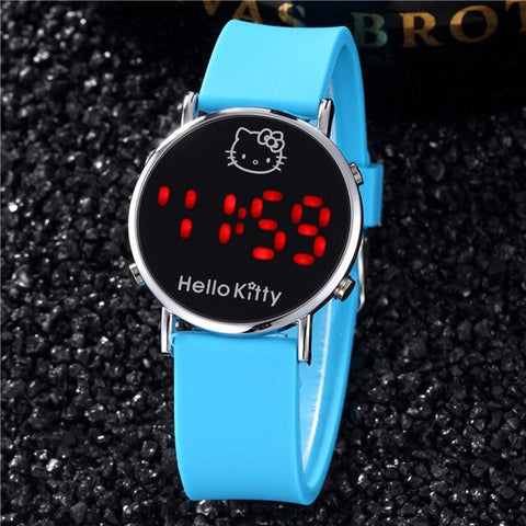 2019 New Red Hello Kitty Watch for Kids Cartoon Children Ladies Wrist Watches Sports Clock Casual LED Digital Watches