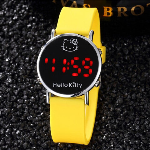 2019 New Red Hello Kitty Watch for Kids Cartoon Children Ladies Wrist Watches Sports Clock Casual LED Digital Watches