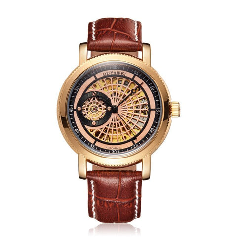 Gold Automatic Mechanical Watch Men Skeleton Watches Bracelet Wristwatch Luxury Brand Mechanical Clock Male Self-winding