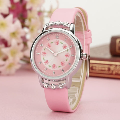 2019 New Fashion Cartoon Children Watch Cute Princess Watches Girl Student waterproof leather Quartz Clock kids diamond Watch