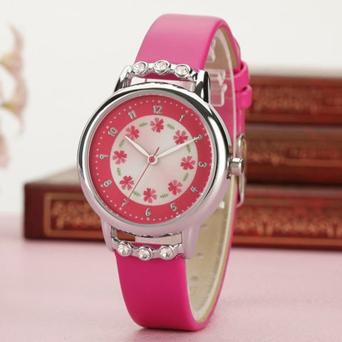 2019 New Fashion Cartoon Children Watch Cute Princess Watches Girl Student waterproof leather Quartz Clock kids diamond Watch