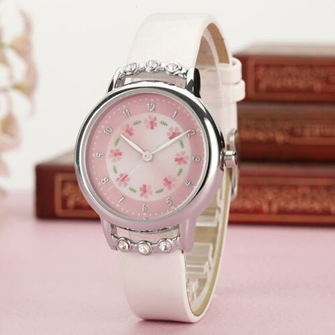 2019 New Fashion Cartoon Children Watch Cute Princess Watches Girl Student waterproof leather Quartz Clock kids diamond Watch