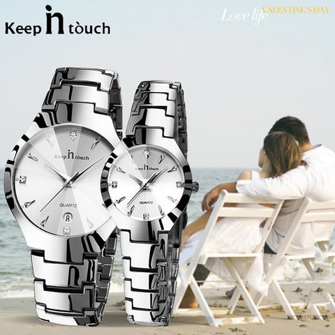 Luxury Couple Watches Pair Men And Women Waterproof Calendar Stainless Steel Lovers Watch Couples Gift Dropshipping Couple Watch