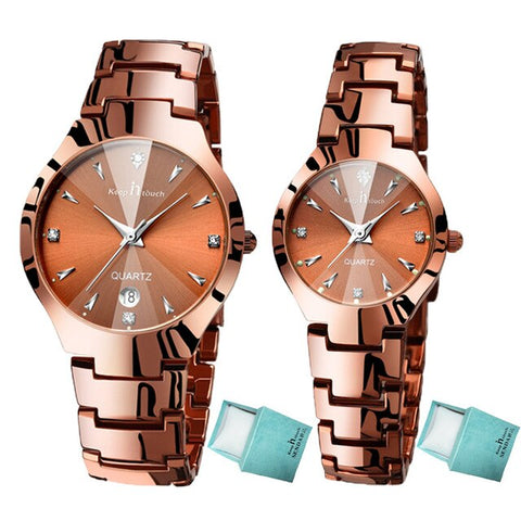 Luxury Couple Watches Pair Men And Women Waterproof Calendar Stainless Steel Lovers Watch Couples Gift Dropshipping Couple Watch