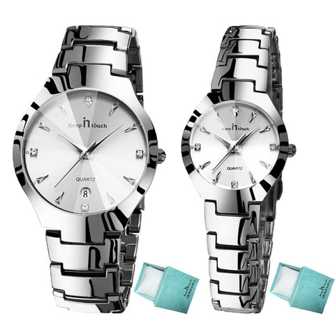 Luxury Couple Watches Pair Men And Women Waterproof Calendar Stainless Steel Lovers Watch Couples Gift Dropshipping Couple Watch