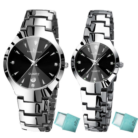 Luxury Couple Watches Pair Men And Women Waterproof Calendar Stainless Steel Lovers Watch Couples Gift Dropshipping Couple Watch