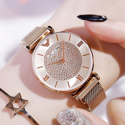 Fashion Women Watch 2019 Female Magnetic Quartz Wristwatches Brand Luxury Women's Crystal Rose Gold Watch Ladies Bracelet Clock