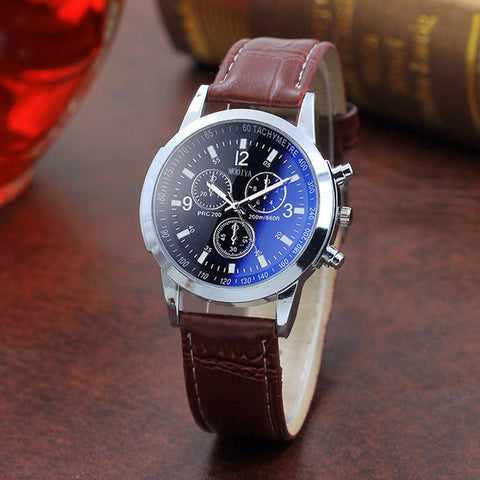 Top Brand Fashion Featured Quartz Watch  Three Eyes Watch Quartz Men's Watch Leather Belt Men's Black White Glass Belt Men