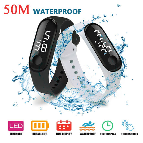 Leecnuo 50M Waterproof Mens Watch LED Sport Digital Watch Women Fitness Wristwatch Touch Screen Silicone Strap Watch for Kids