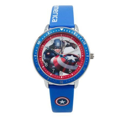 Marvel Hero Cartoon Watch Spiderman Students kids watches Leather Quartz Captain America Watch Boys Birthday Gift Children Watch