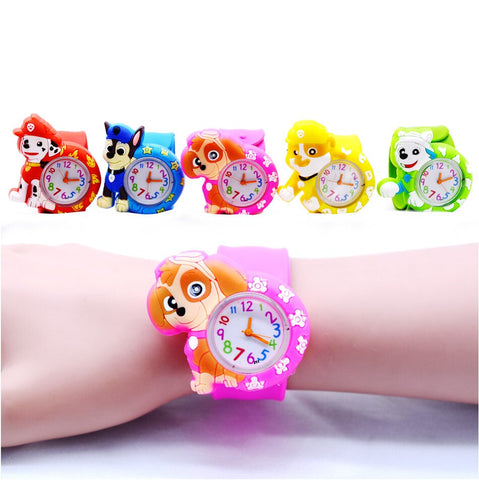 Hot Cartoon Movie Watch Dog Animal Watches Colorful Frozen Rubber Slap Belt Kids Watches Gift